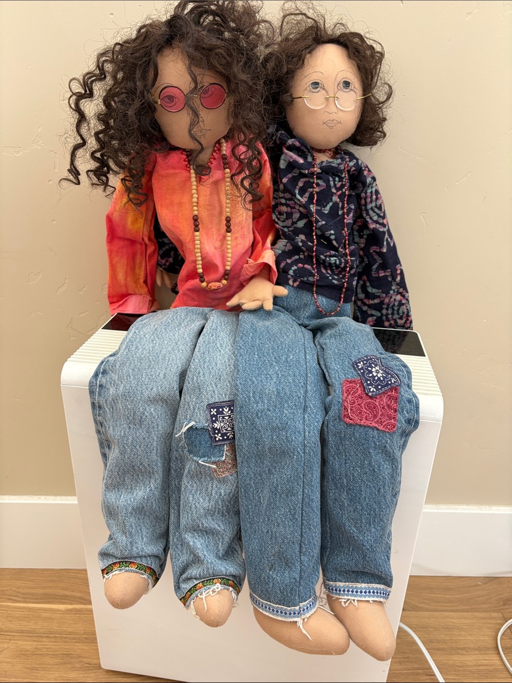 Handmade Pair of hippie Boho dolls